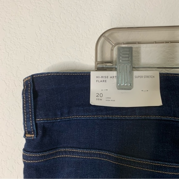 American Eagle women’s dark blue hi rise artist flare jeans 20 long - Picture 8 of 12